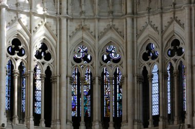Notre-Dame d'Amiens cathedral. Stained glass windows of the apse. France.  clipart