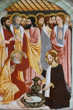 Saint-Sebastien Şapeli, Lanslevillard. İsa Havarilerin Ayaklarını Yıkıyor. 15. yüzyıl. Fransa. 