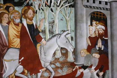 Saint-Sebastien Şapeli, Lanslevillard. İsa 'nın Kudüs' e girişi. 15. yüzyıl. Fransa. 