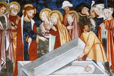 Saint-Sebastien Şapeli, Lanslevillard. Lazarus 'un dirilişi. 15. yüzyıl. Fransa. 