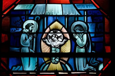 Lekeli cam pencere. İsa 'nın Doğuşu. Fransa. 