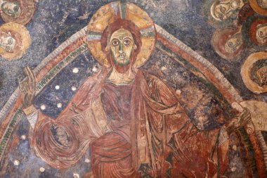 Ulusal Fransız Anıtları Müzesi. Saint Blaise kilisesi. Duvar resimlerinin kopyası. Yüce İsa. Fransa. 