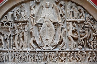 Ulusal Fransız Anıtları Müzesi. Saint Lazare Katedrali, Autun. Batı cephesi. Son Hüküm. Oyuncular. Fransa. 