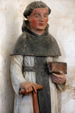 Heykel. Aziz Fiacre. Bahçıvanların koruyucu azizi. Fransa. 