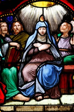 Sainte-Clotilde Kilisesi. Bakire Meryem ve havariler. Pentekost. Katolik kilisesi. Fransa. 