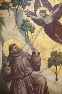 Louvre Müzesi. Aziz Francis Stigmata 'yı alıyor. Giotto Di Bondone, 13. yüzyıl. Katolik kilisesi. Fransa. 
