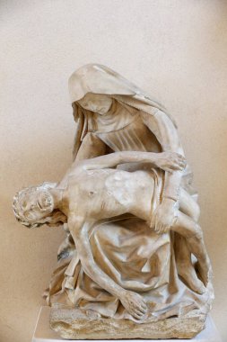 Louvre Müzesi. Pieta. Burgundy, 15. yüzyıl. Katolik kilisesi. Fransa. 