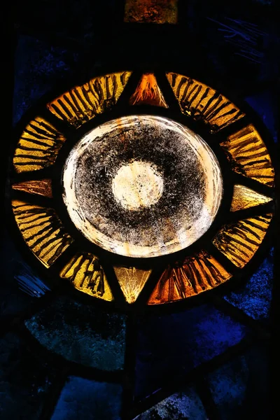 Abadia Saint Maurice Agaune Janela Vidro Mantidas Sinal Astrológico Sol — Fotografia de Stock