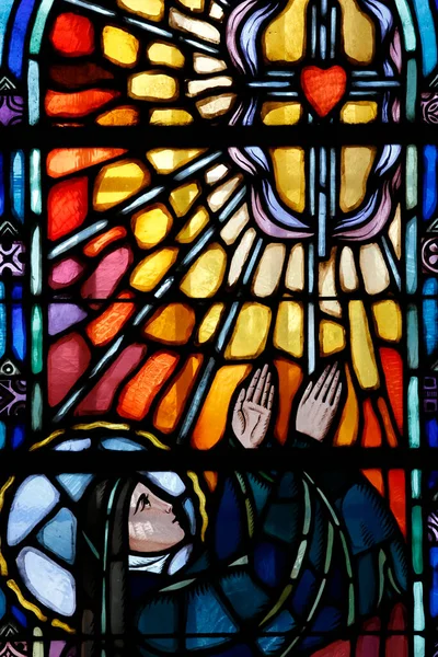 Sacred Heart Basilica Paray Monial Stained Glass Window Margaret Mary — Stock Photo, Image