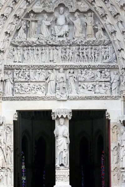 Cattedrale Notre Dame Amiens Timpano Del Portale Centrale Giudizio Universale — Foto Stock