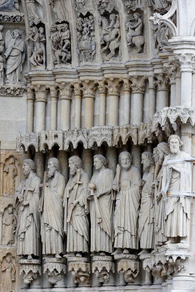 Catedral Notre Dame Amiens Fachada Ocidental Profetas Isaie Jeremias França — Fotografia de Stock