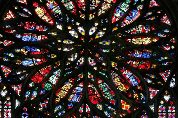 Katedral Notre Dame Amiens Jendela Mawar Dari Transept Selatan Perancis — Stok Foto