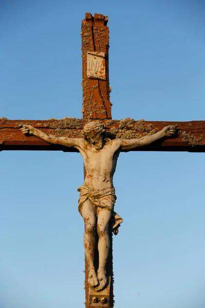 Campo Jesus Cristo Cruz França — Fotografia de Stock