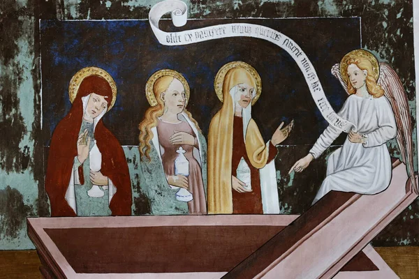 Saint Sebastienin Kappeli Lanslevillard Naiset Jeesuksen Kristuksen Haudalla 1500 Luvulta — kuvapankkivalokuva