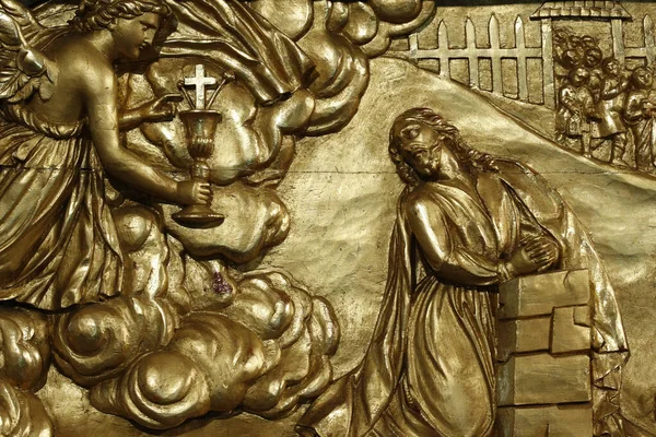 Церковь Сен Мишель Шамони Мон Блан Иисус Гефсиманском Саду — стоковое фото