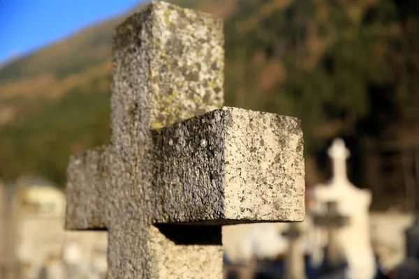 Cemitério Chamonix Cruz Pedra França — Fotografia de Stock