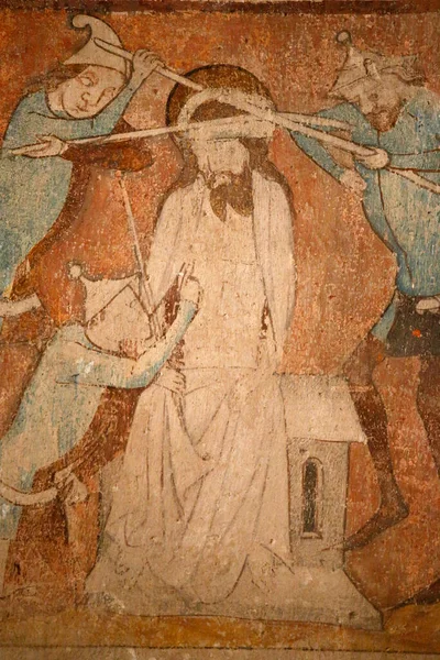 Saint Peter Saint Paul Church Fresco 14Th Century Passion France — Stock Photo, Image