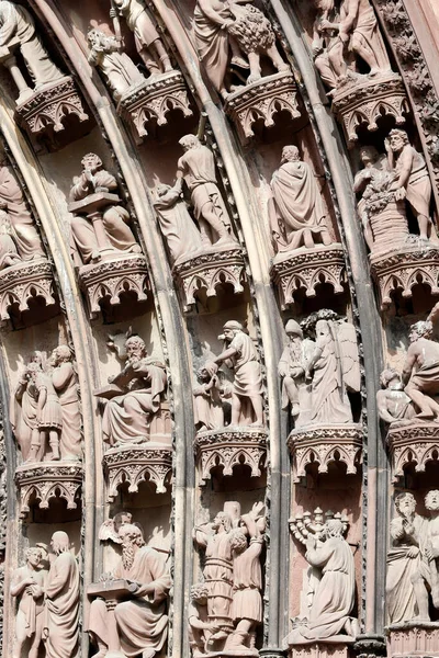 Cattedrale Della Madonna Strasburgo Fronte Occidentale Archi Scene Dell Antico — Foto Stock