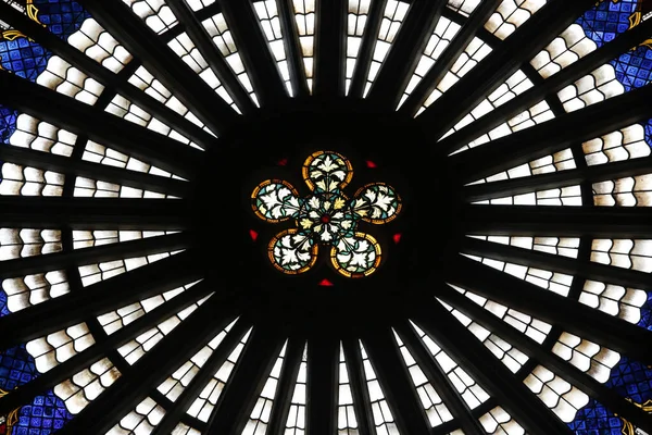 Catedral Nuestra Señora Estrasburgo Vidriera Gran Rosetón Erwin Steinbach Siglo — Foto de Stock