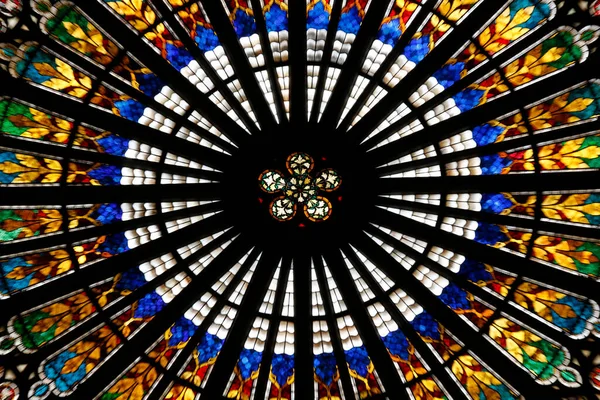 Onze Lieve Vrouw Van Straatsburg Kathedraal Glas Lood Groot Rozenvenster — Stockfoto