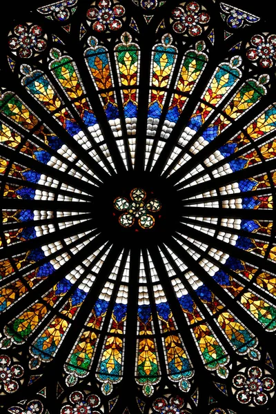 Catedral Nuestra Señora Estrasburgo Vidriera Gran Rosetón Erwin Steinbach Siglo —  Fotos de Stock