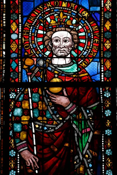 Cathédrale Notre Dame Strasbourg Vitrail Xiiie Siècle Empereur Allemand France — Photo