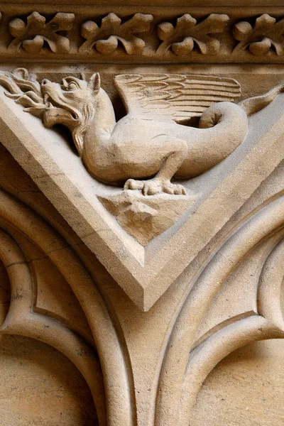 Metz Cathedral Portal Virgin 13Th Century Gothic Architecture Dragon — Stock Photo, Image