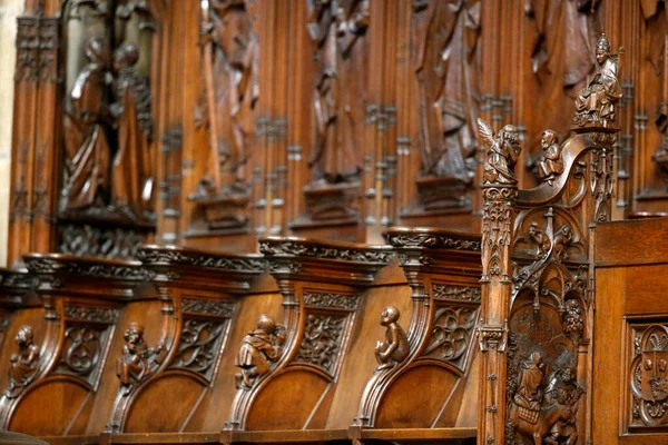 Cattedrale Metz Banchi Coro Intagliati Francia — Foto Stock