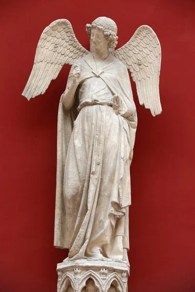 Musée National Des Monuments Français Cathédrale Reims Façade Ouest Angel — Photo