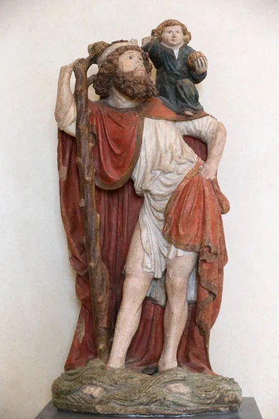 Louvre Múzeumban Szent Kristóf Hordozza Krisztus Gyermekét Század Katolikus Templom — Stock Fotó