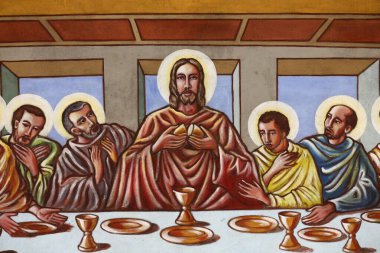 Resim yapmak. Son Akşam Yemeği. Katolik kilisesi. Togo. 