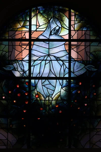 Скляне Вікно Релігійною Сценою Діва Марія Франція — стокове фото