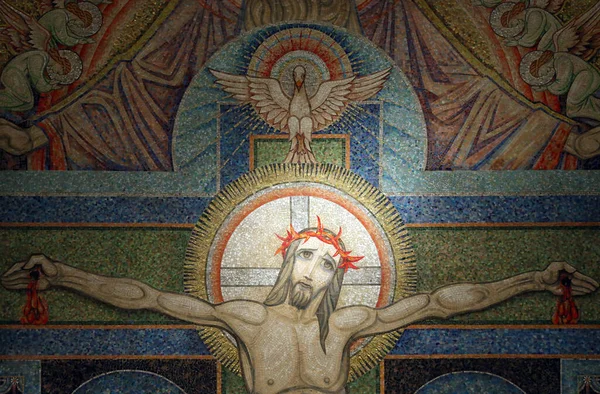 Basilique Visitation Mosaïque Crucifixion Par Antoine Molkenboer Jésus Saint Esprit — Photo