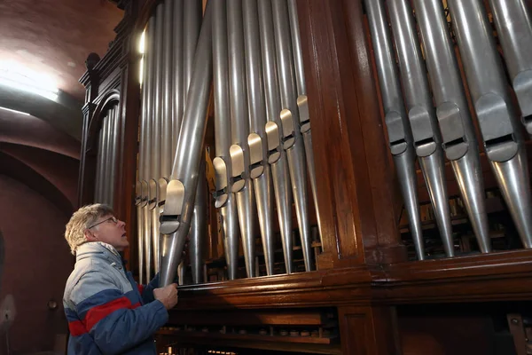 Saint Gervais Les Bains Katolska Kyrka Organrestaurering Fungerar Frankrike — Stockfoto