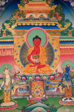 Tu An Budist tapınağı. Buda Shakyamuni Thangka. Budist dini. Fransa. 