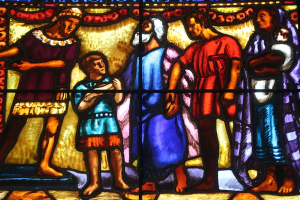 Carouge Protestant Temple Stained Glass Window Luke Sent His Servant — Stock Photo, Image