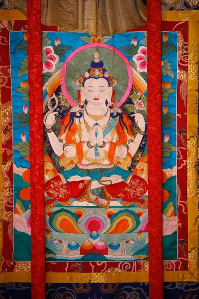 Храм Тысячи Будд Прихожане Дашан Кагью Лин Тибетская Танка Франция — стоковое фото