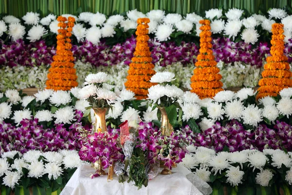Wat Ong Teu Buddisttempel Blommor Rad Det Vientiane Laos — Stockfoto