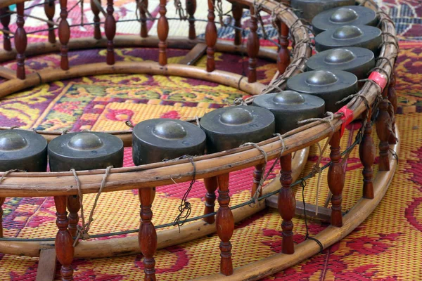 Wat Muang Simuong Buddhistischer Tempel Traditionelles Laotisches Musikinstrument Korng Thom — Stockfoto