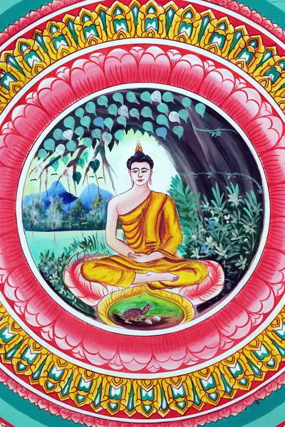 Buddhistischer Tempel Wat Inpeng Gemälde Das Die Lebensgeschichte Des Shakyamuni — Stockfoto