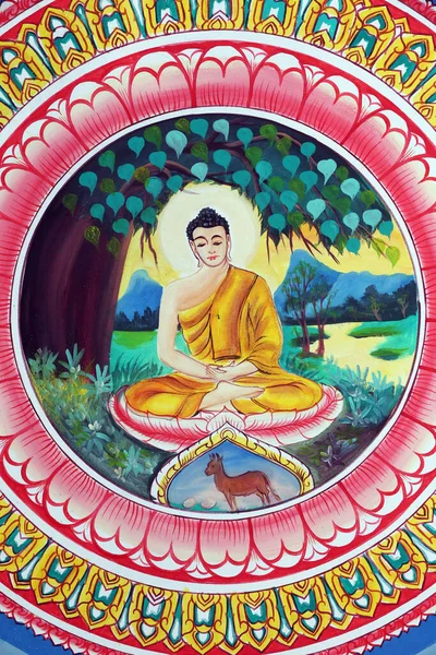 Wat Inpeng Buddhista Templom Shakyamuni Buddha Élettörténetét Ábrázoló Festmény Buddha — Stock Fotó