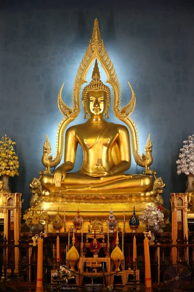 Wat Benchamabophit Temple Marbre Statue Bouddha Doré Assise Bangkok Thaïlande — Photo