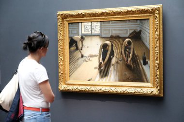 Orsay Müzesi. Yer kazıyıcıları (Les raboteurs de parquet), 1875 Gustave Caillebotte. Paris mi? Fransa.