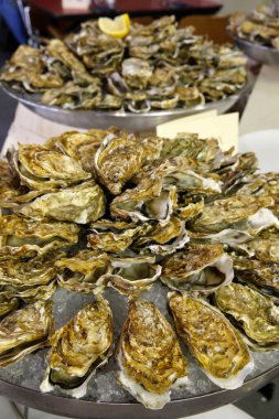 Bir deniz ürünleri restoranı. Taze istiridye.. 