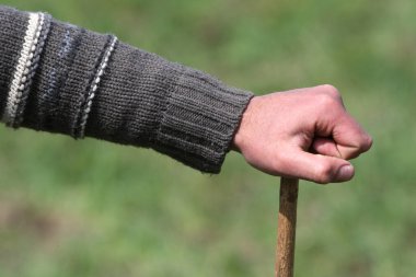 Fransız Alplerinde çiftçi. Fransa. 