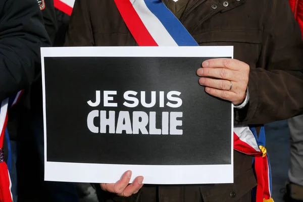 Jednotný Pochod Počest Obětí Útoku Charlieho Hebda Terorismus Francii — Stock fotografie