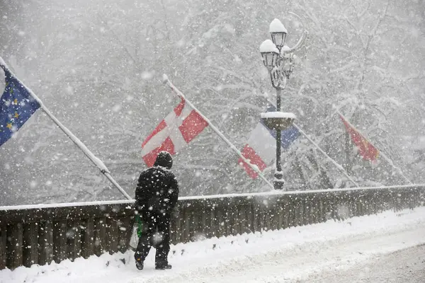 Neve Pesada Inverno Alpes Franceses França — Fotografia de Stock