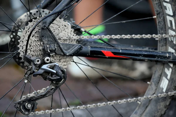 Bicicleta Montanha Equipamento Derailleur Alpes Franceses França — Fotografia de Stock