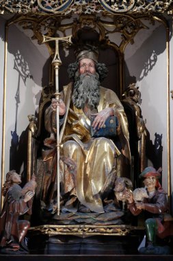 Unterlinden Müzesi. Isenheim Sunağı, Nikolaus Hagenauer ve Matthias Grunewald, 1516 'da. Büyük Aziz Anthony. Colmar. Fransa.