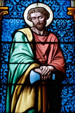 Aziz Joseph Katedrali (Nha Tho Lon). Lekeli cam pencere. Havari Jude. Hanoi. Vietnam.